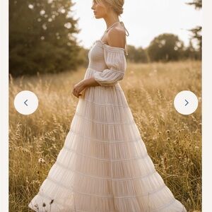 Chic Off-Shoulder Cream Maxi Dress